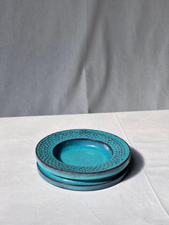 Stig Lindberg Unique bowl/ vide poche in blue Glaze Made by Hand Sweden 60s
