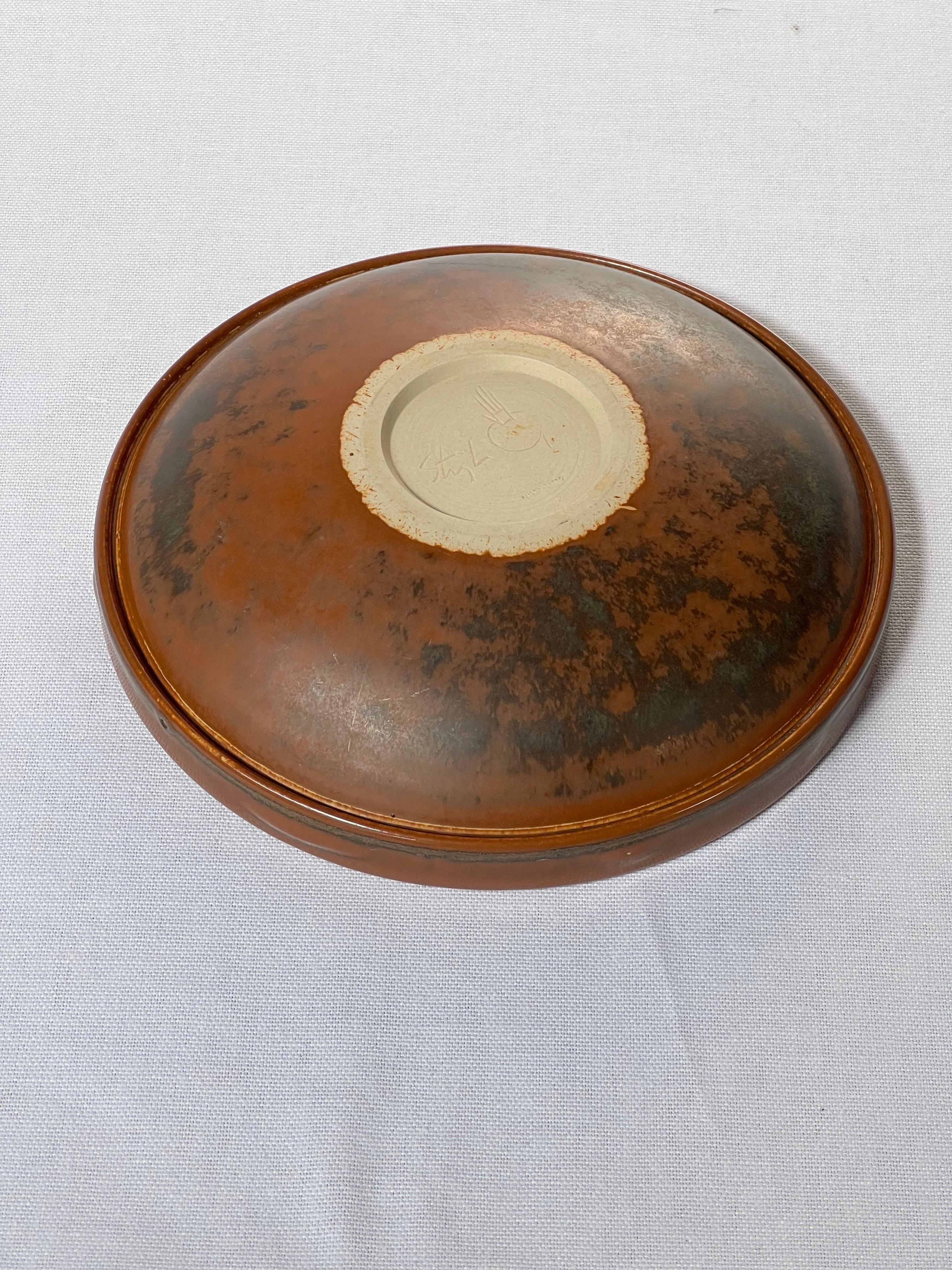 Stig Lindberg Unique bowl/ vide poche in Brown Glazed Made by Hand Sweden 60s For Sale 2