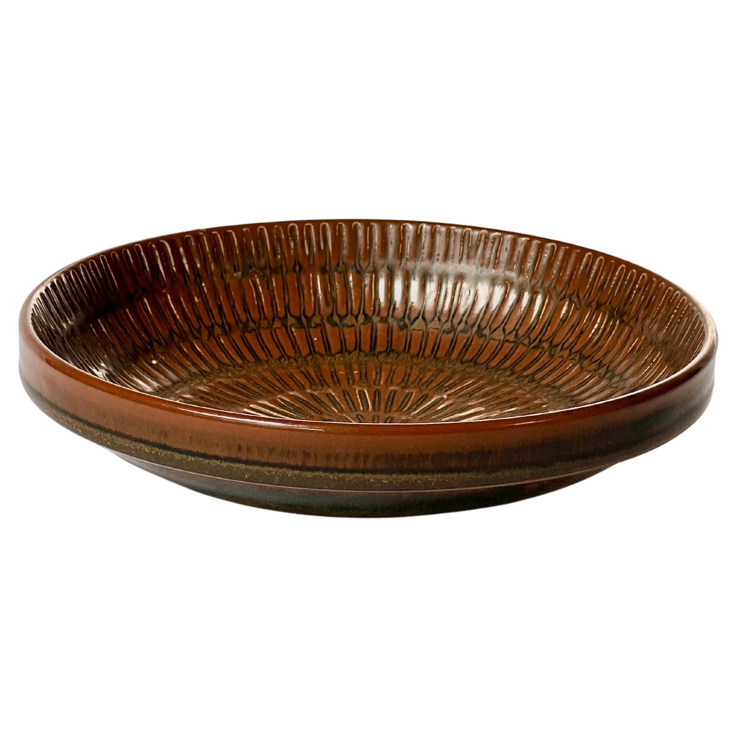 Stig Lindberg Unique bowl/ vide poche in Brown Glazed Made by Hand Sweden 60s For Sale