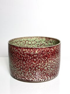 Stig Lindberg Unique Ceramic Cylindrical Bowl Planter in Oxblood for Gustavsberg