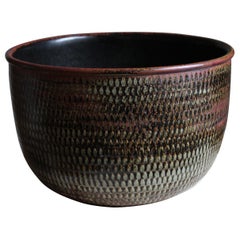 Stig Lindberg, Unique Sizable Bowl, Glazed Stoneware, Gustavsberg, Sweden, 1960s