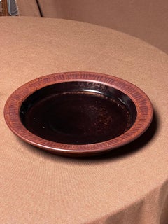Stig Lindberg Unique Tray in black Glaze Tenmoku Made by Hand Sweden 1973