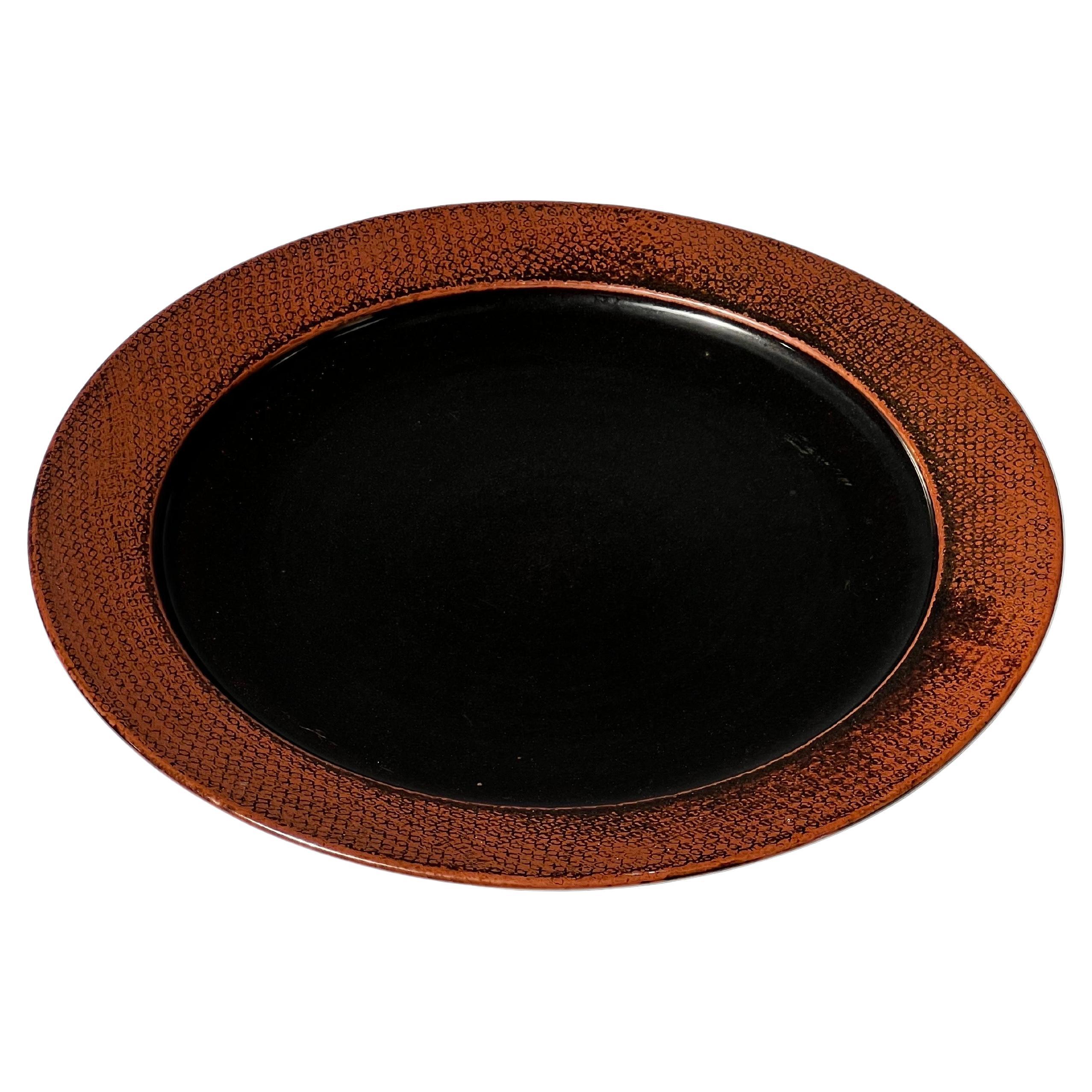 Stig Lindberg Unique Tray in black Glaze Tenmoku Made by Hand Sweden 1973 For Sale
