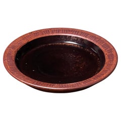 Stig Lindberg Unique Tray in black Glaze Tenmoku Made by Hand Sweden 1973