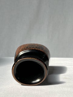 Stig Lindberg Unique Vase in black Glaze Tenmoku Made by Hand Sweden 1970