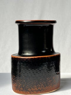 Vase unique Tenmoku fabriqué à la main par Stig Lindberg, Suède, 1970