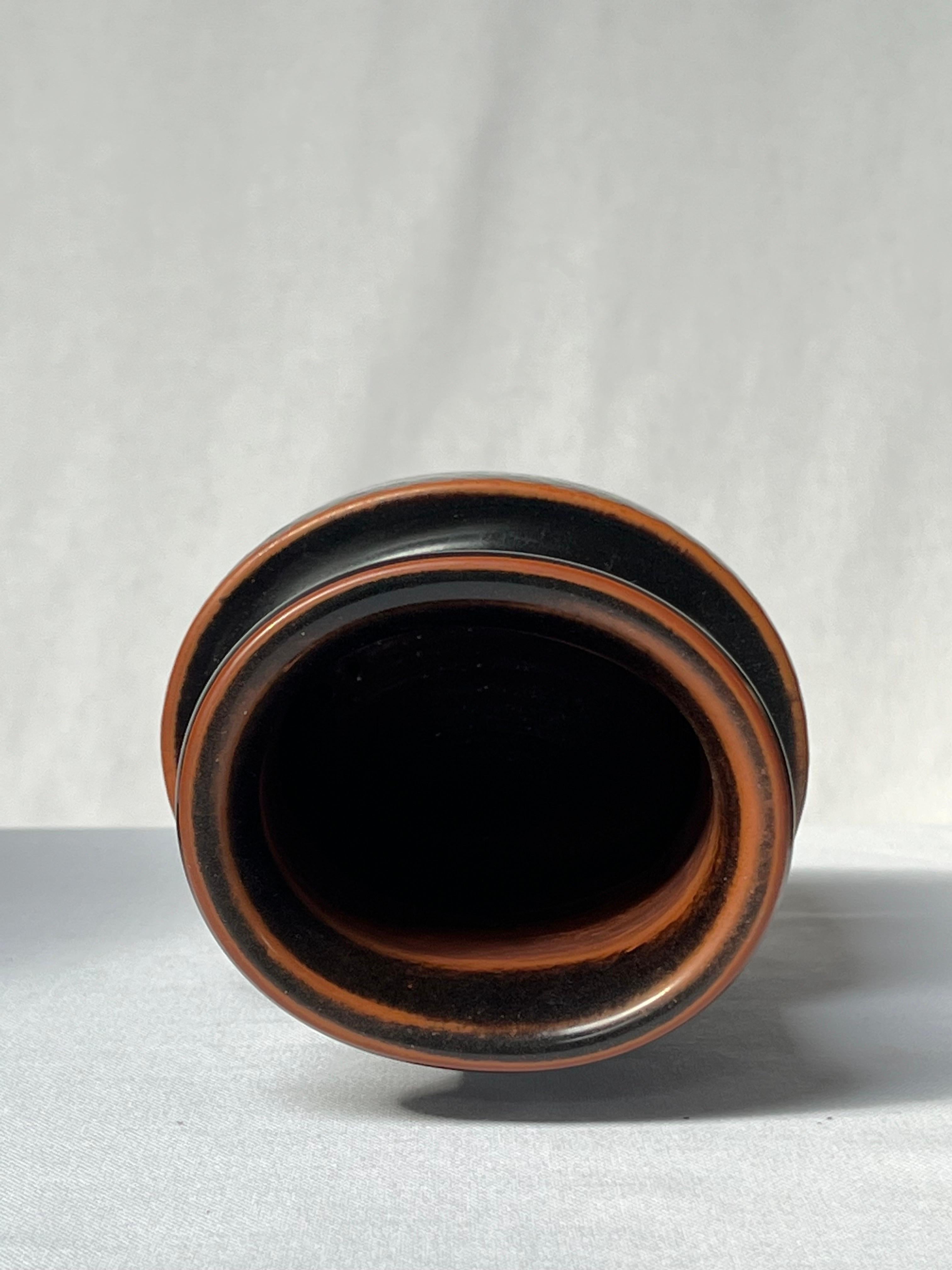 Vernissé Vase unique Tenmoku fabriqué à la main par Stig Lindberg, Suède, 1970 en vente