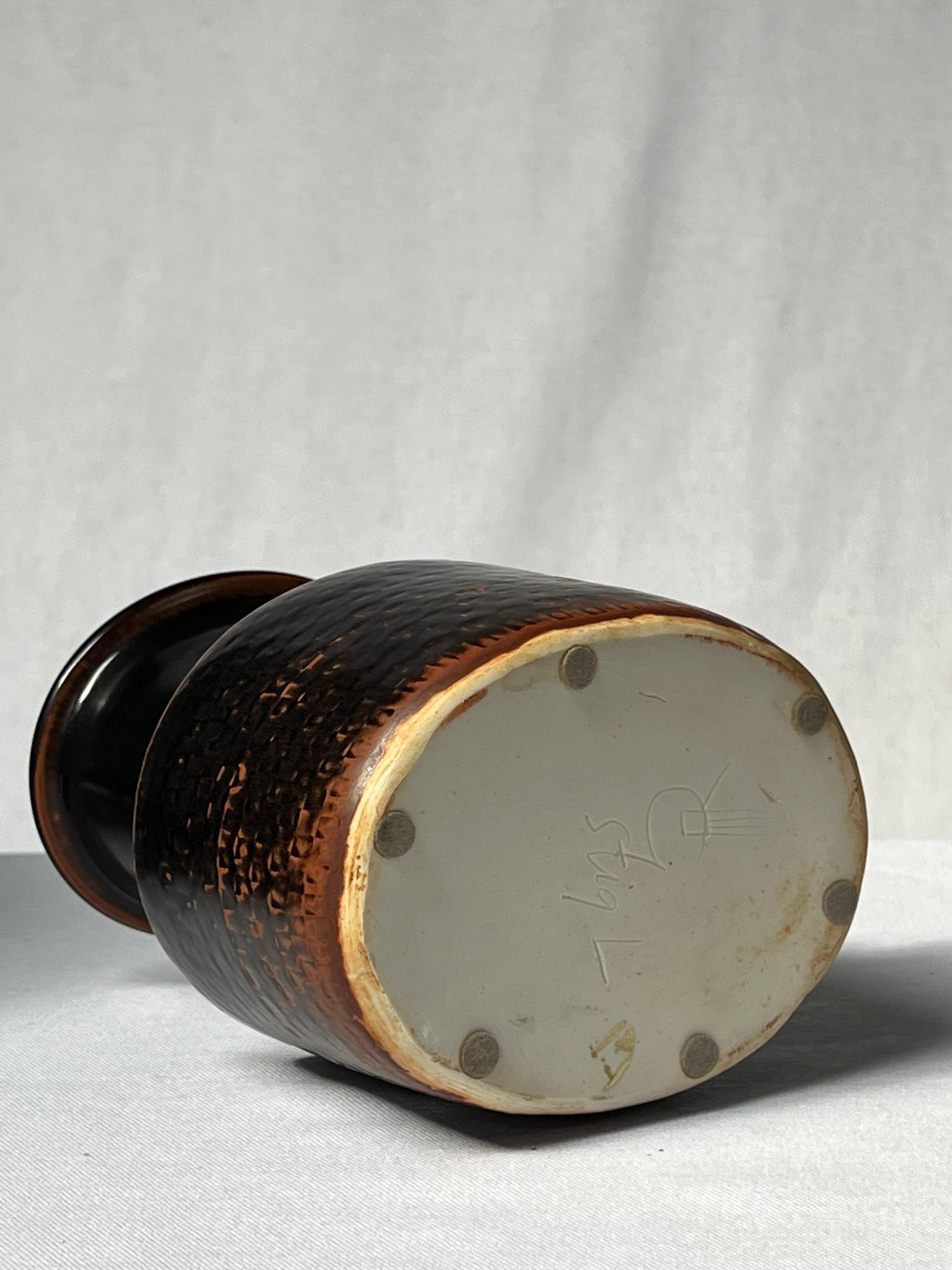 Fin du 20e siècle Vase unique Tenmoku fabriqué à la main par Stig Lindberg, Suède, 1970 en vente