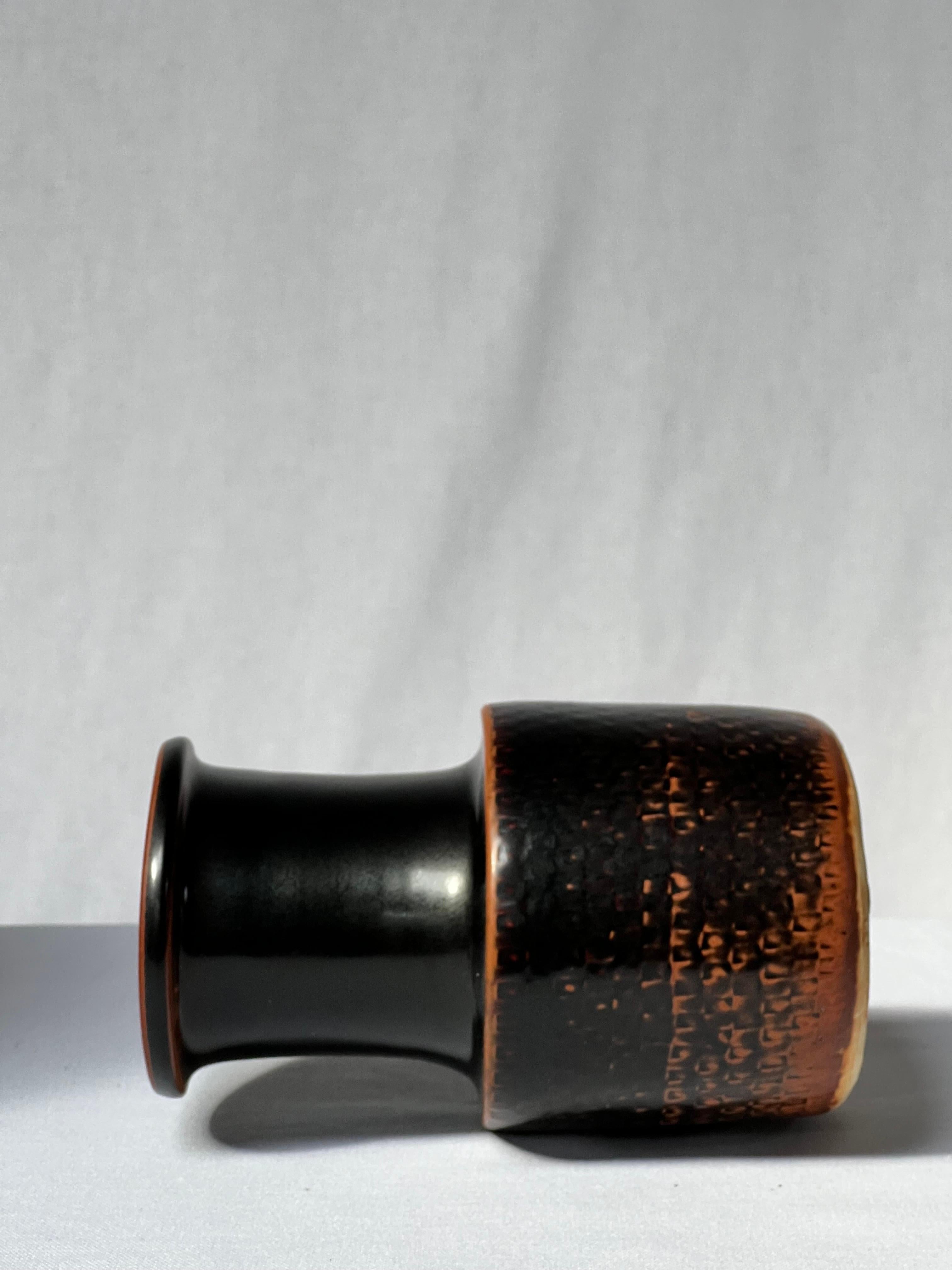 Stig Lindberg Unique Vase in black Glaze Tenmoku Made by Hand Sweden 1970 For Sale 1