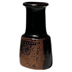 Stig Lindberg Unique Vase in black Glaze Tenmoku Made by Hand Sweden 1970