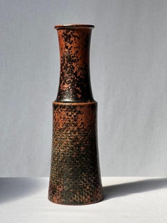 Stig Lindberg Unique Vase in black Glaze Tenmoku Made by Hand Sweden 60s