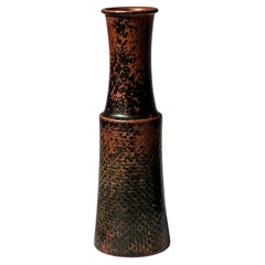 Stig Lindberg Unique Vase in black Glaze Tenmoku Made by Hand Sweden 60s