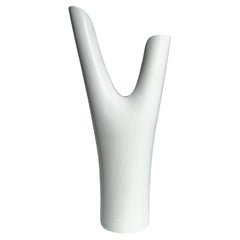 Stig Lindberg Vase Veckla Stoneware White Glaze Gustavsberg Sweden 1950s