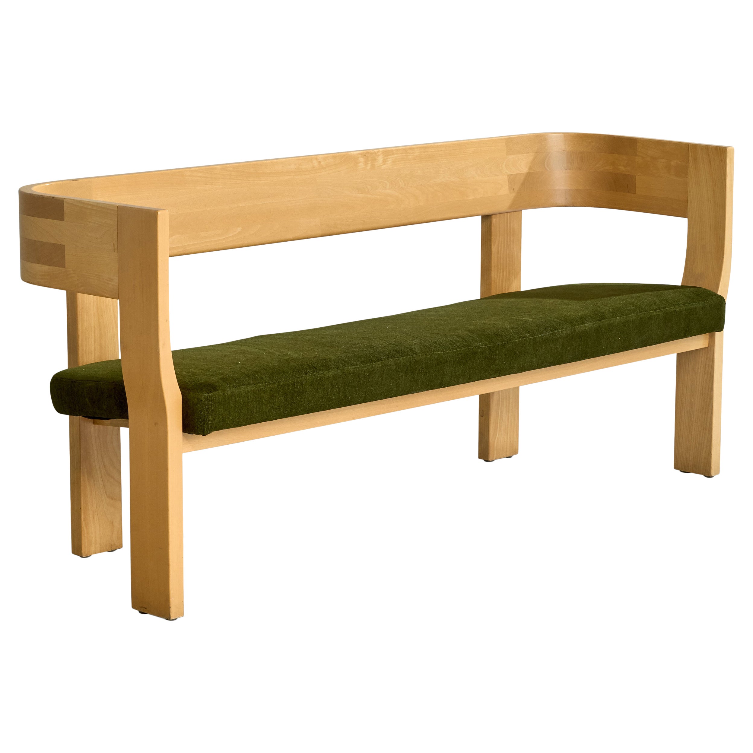 Stig Lönngren, Bench, Birch, Velvet, Sweden, 1960s For Sale