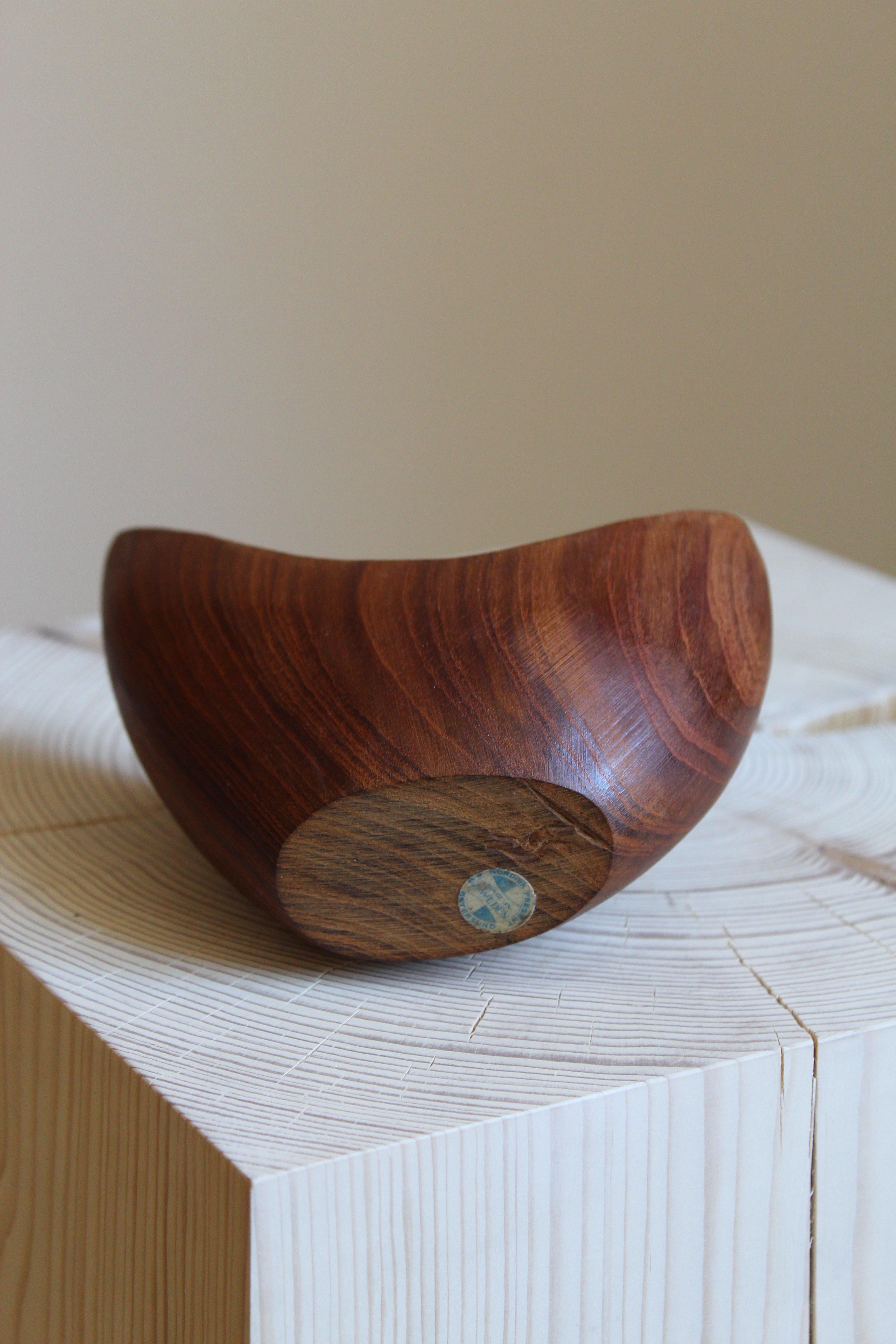 Swedish Stig Sandberg, Small Bowl / Sculpture, Rosewood, Studio, Sweden, 1950s
