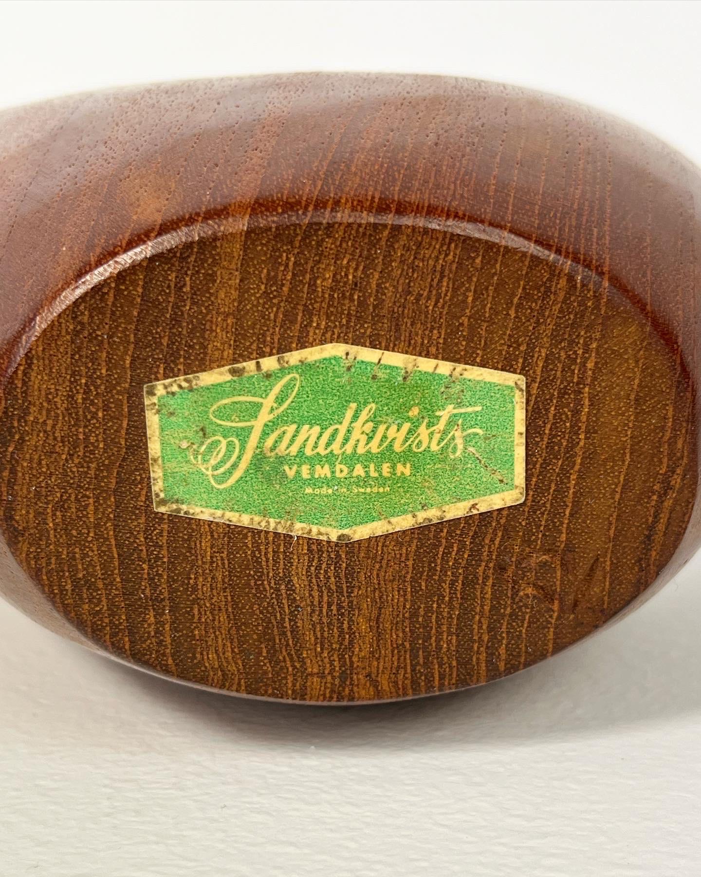 Stig Sandkvist Teak Bowl Hand Carved Sweden 1950s Midcentury Design 3