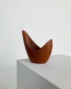 Stig Sandkvist Teak Bowl Hand Carved Sweden 1950s Midcentury Design