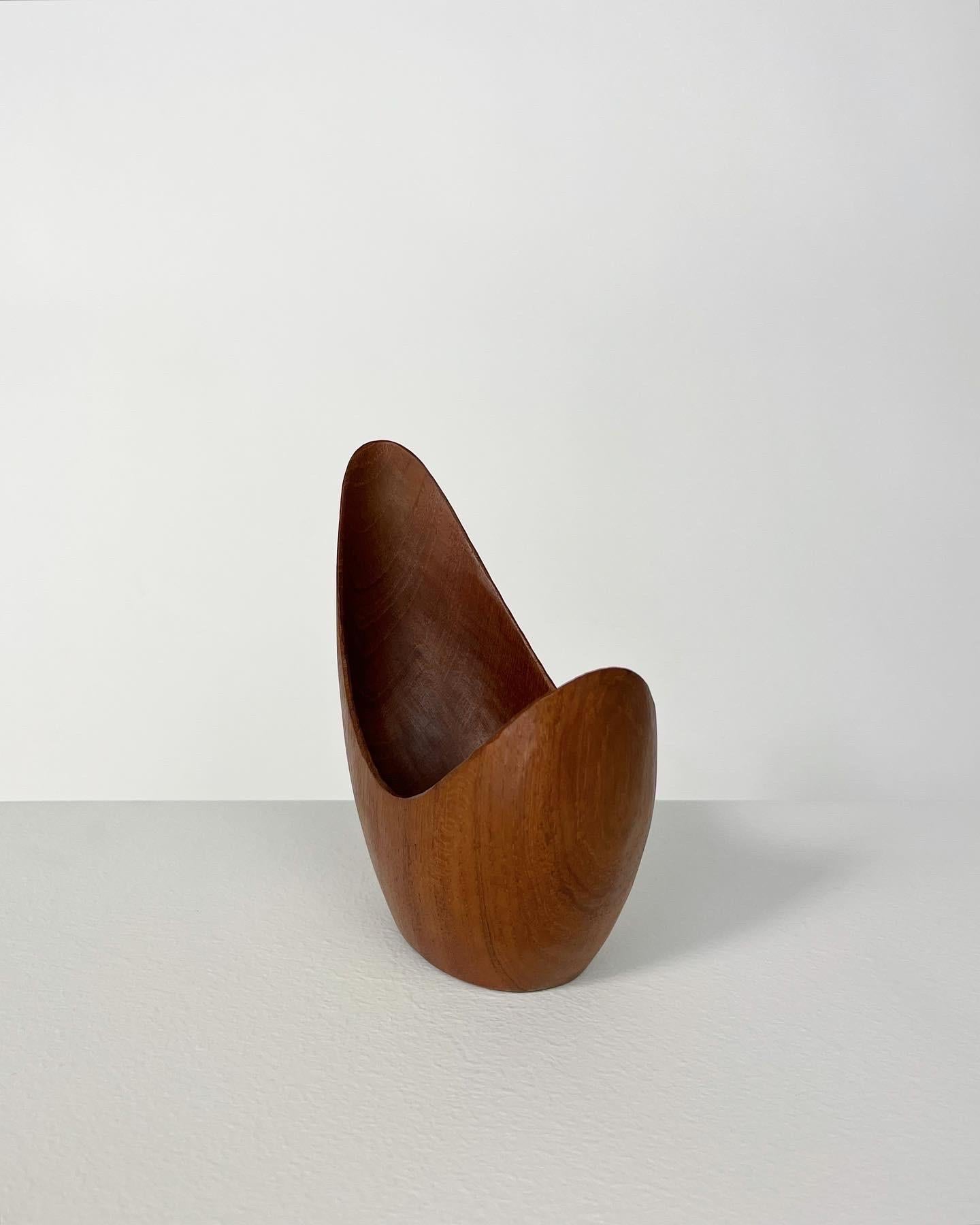 Swedish Stig Sandkvist Teak Bowl Hand Carved Sweden 1950s Midcentury Design