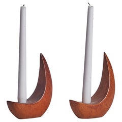 Stig Sandqvist, Candlesticks, Teak, Sweden, 1960s