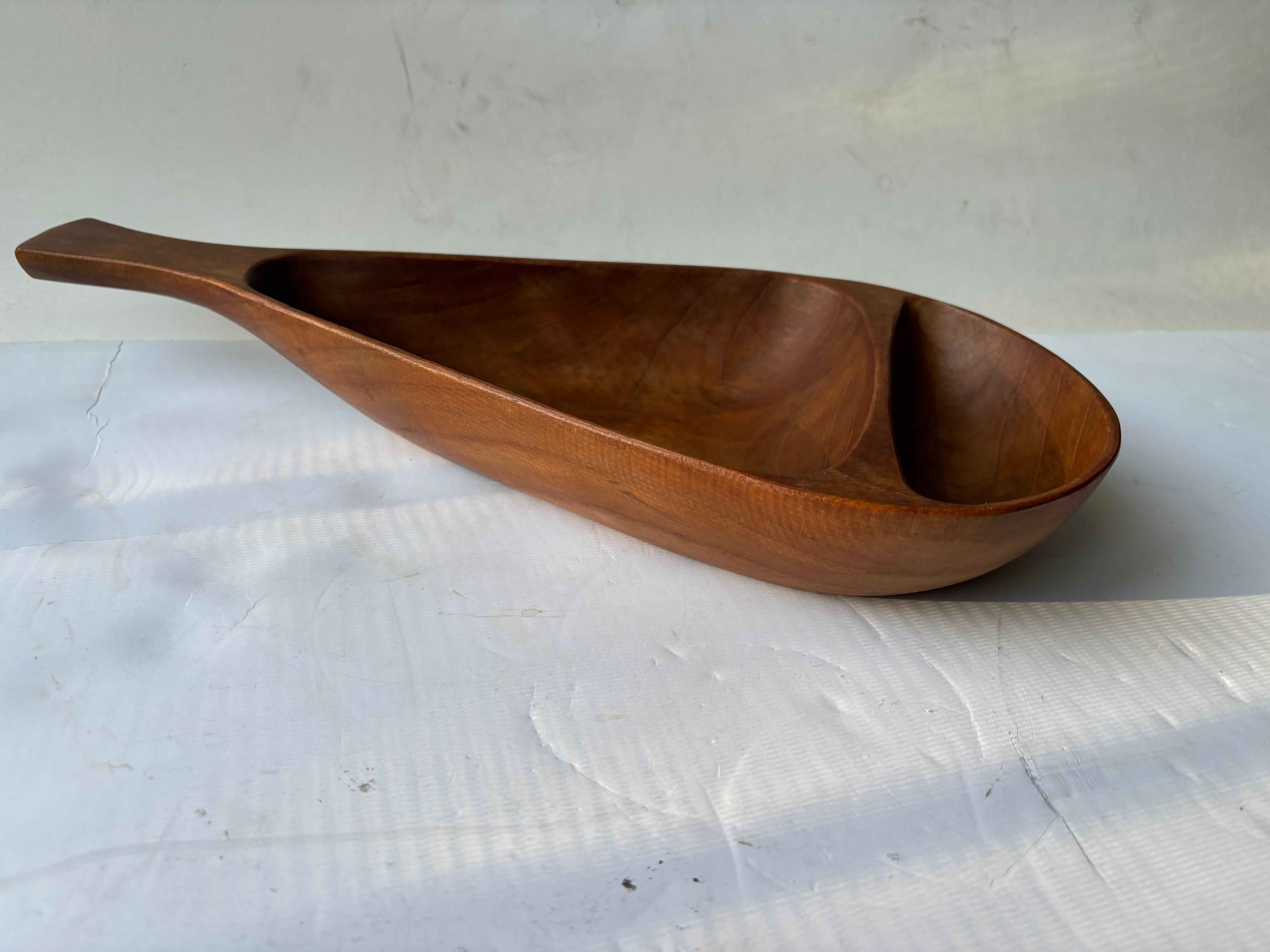 Nice long double carved bowl, marked made in Sweden and double SS marking , 