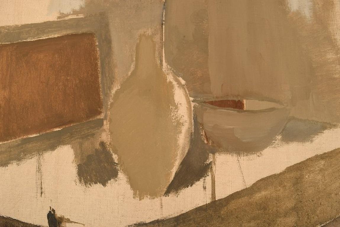 Mid-20th Century Stig Sundin, Sweden, Oil on Canvas, Modernist Still Life, Dated 1960