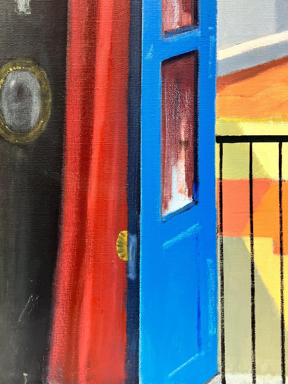 Pintura al Óleo Modernista Sueca Ventana Abierta Patio Interior Habitación Vista firmada en venta 2