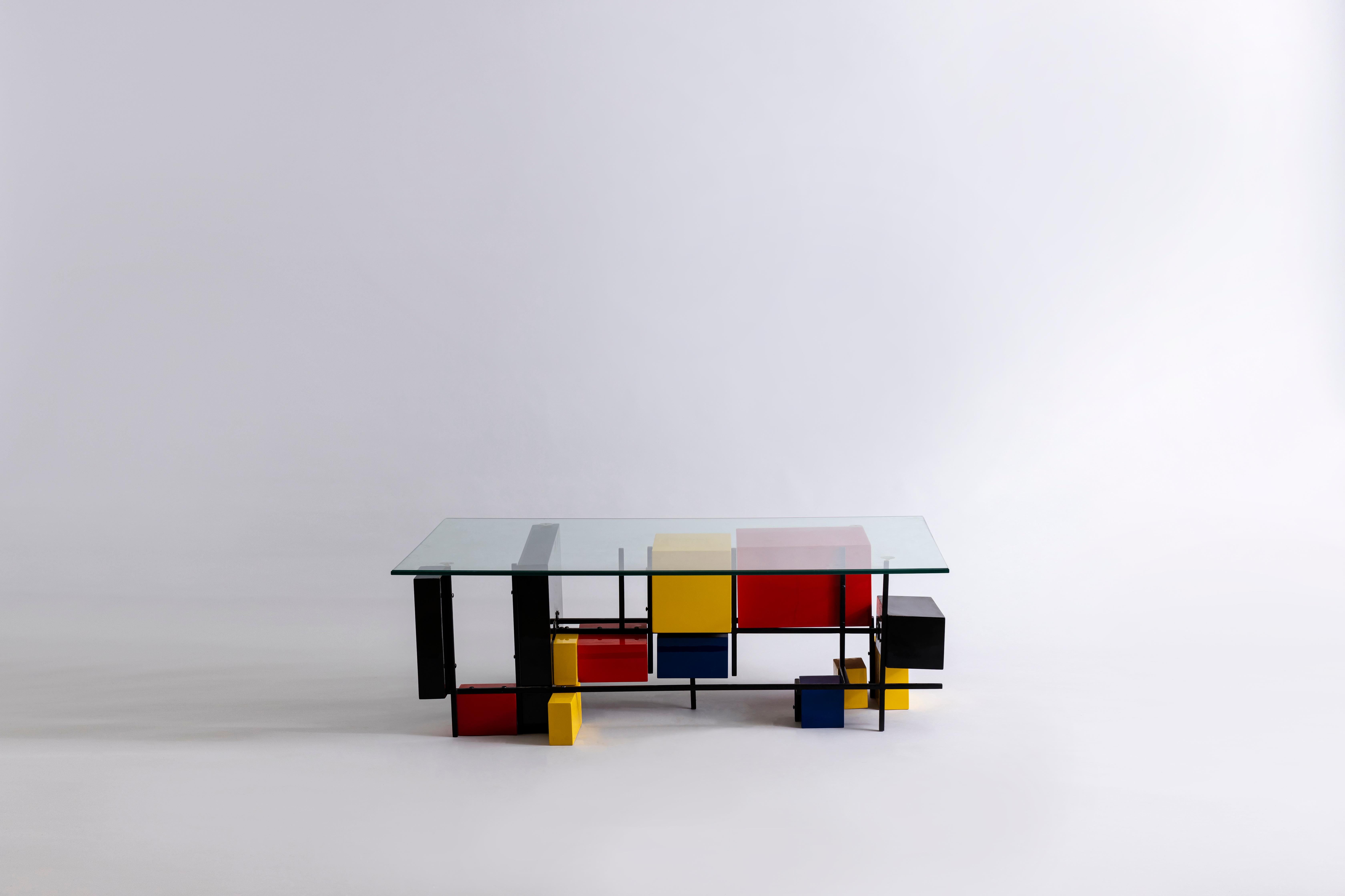 De Stijl, Dutch for “The Style”, refers to a body of work from 1917 to 1931 founded in the Netherlands. The art style features the three primary colours (red, blue and yellow), the three primary values (black, white and grey) and the two primary