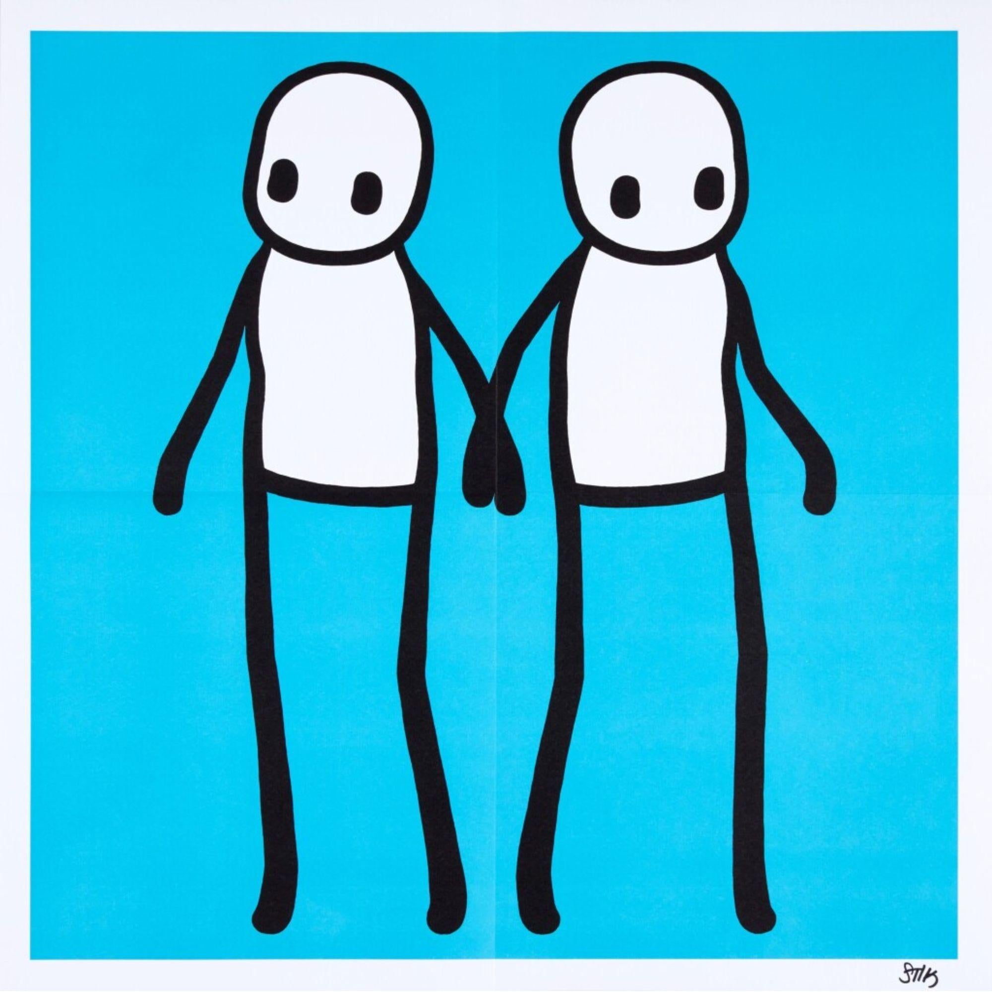 Holding Hands Blue (Signed) - Print by Stik