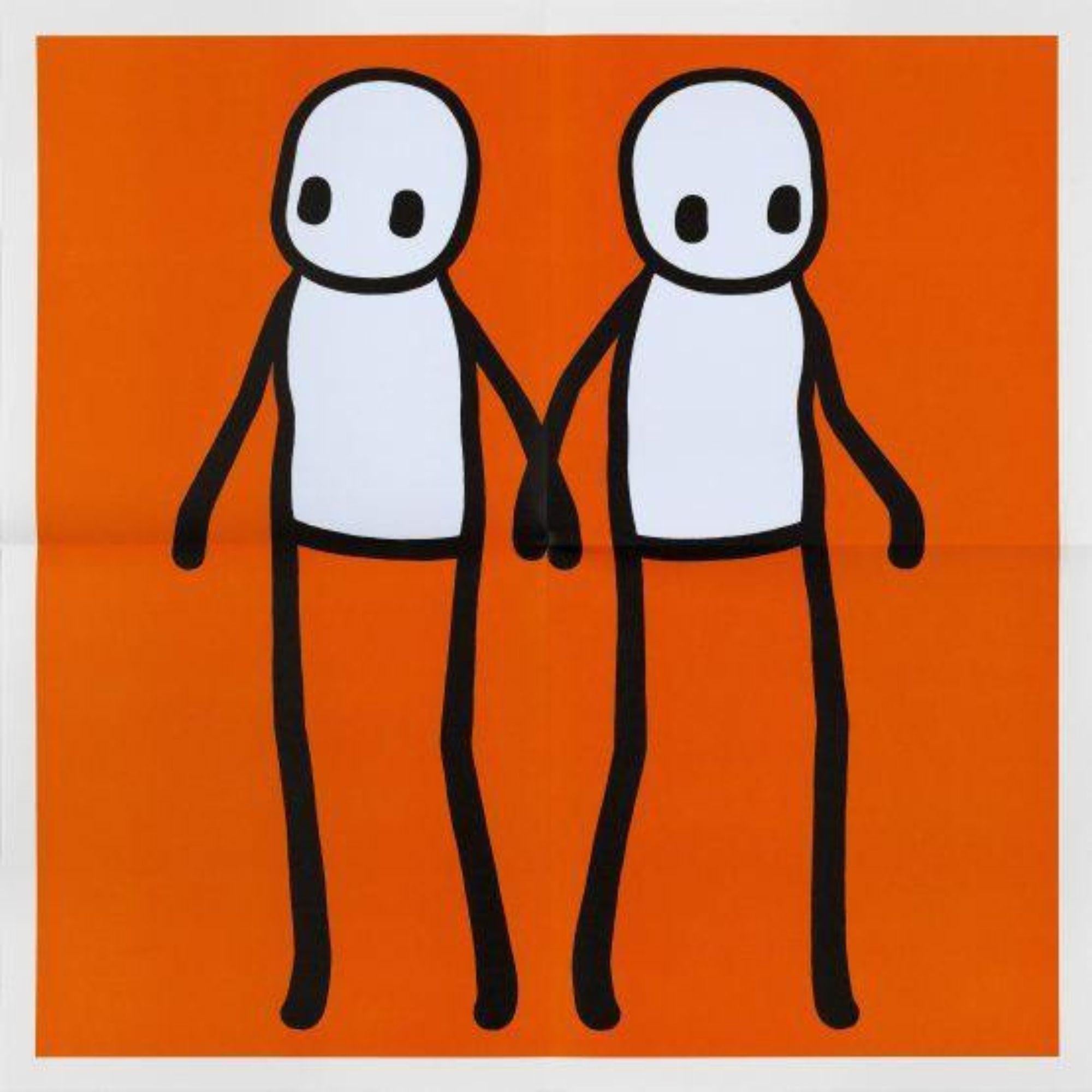 Holding Hands Orange  - Print by Stik