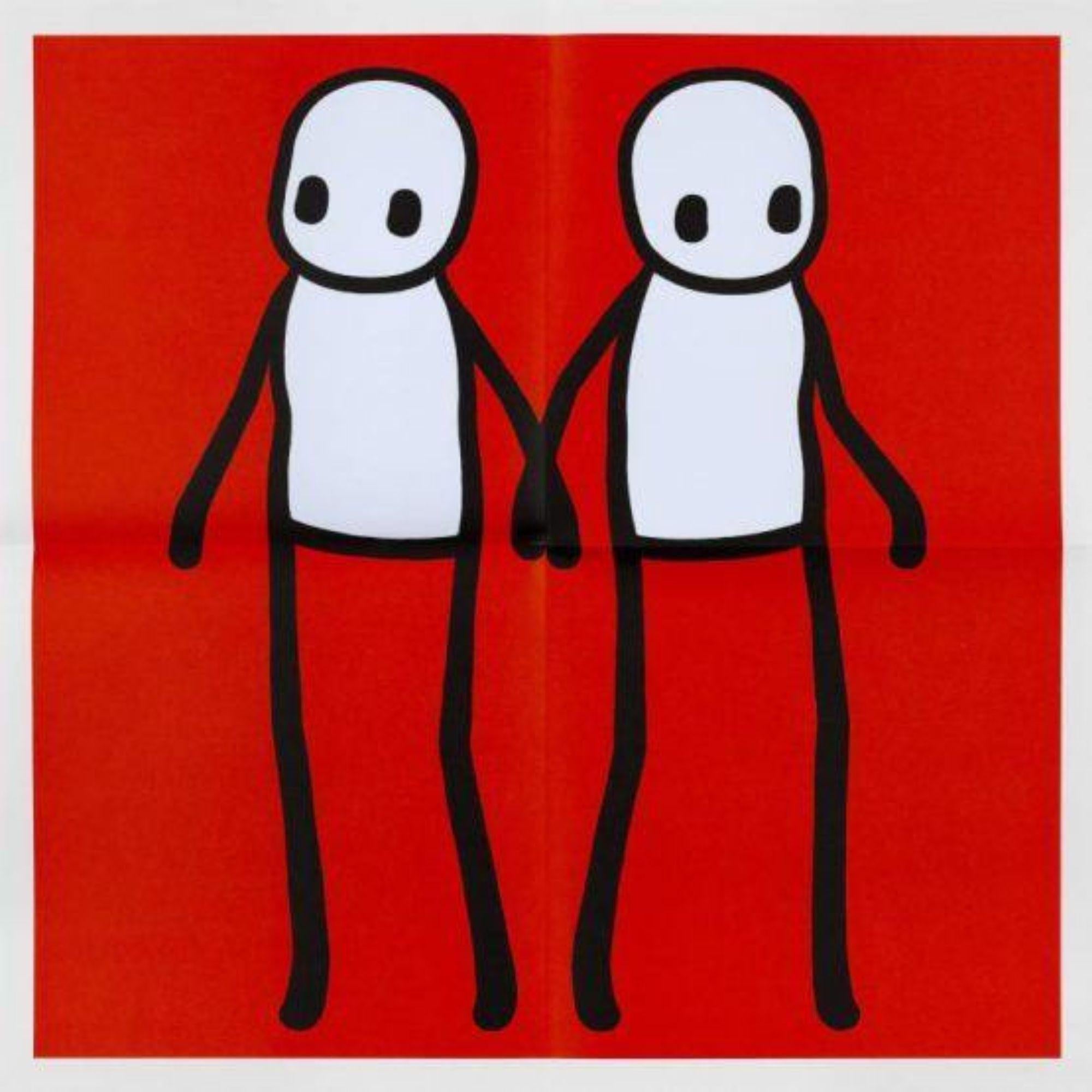 Holding Hands Red - Print by Stik