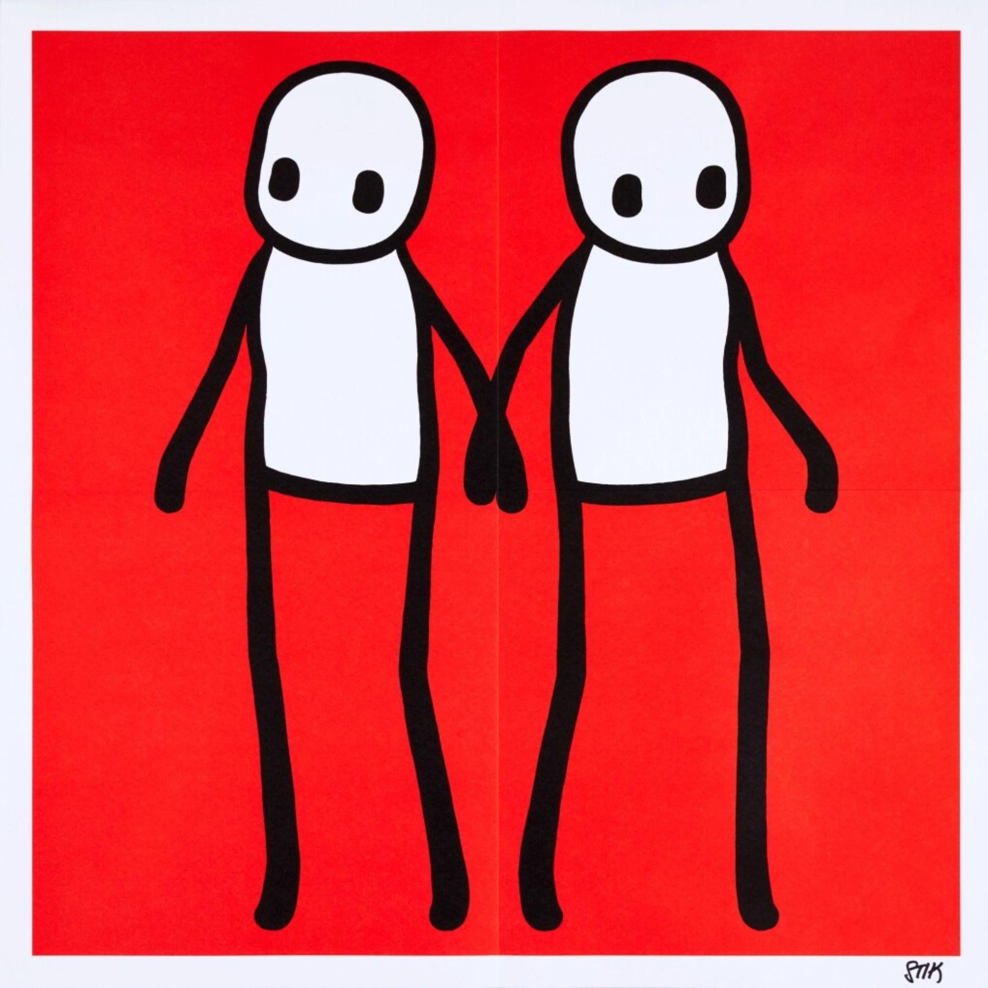 Holding Hands Red (Signed) - Print by Stik