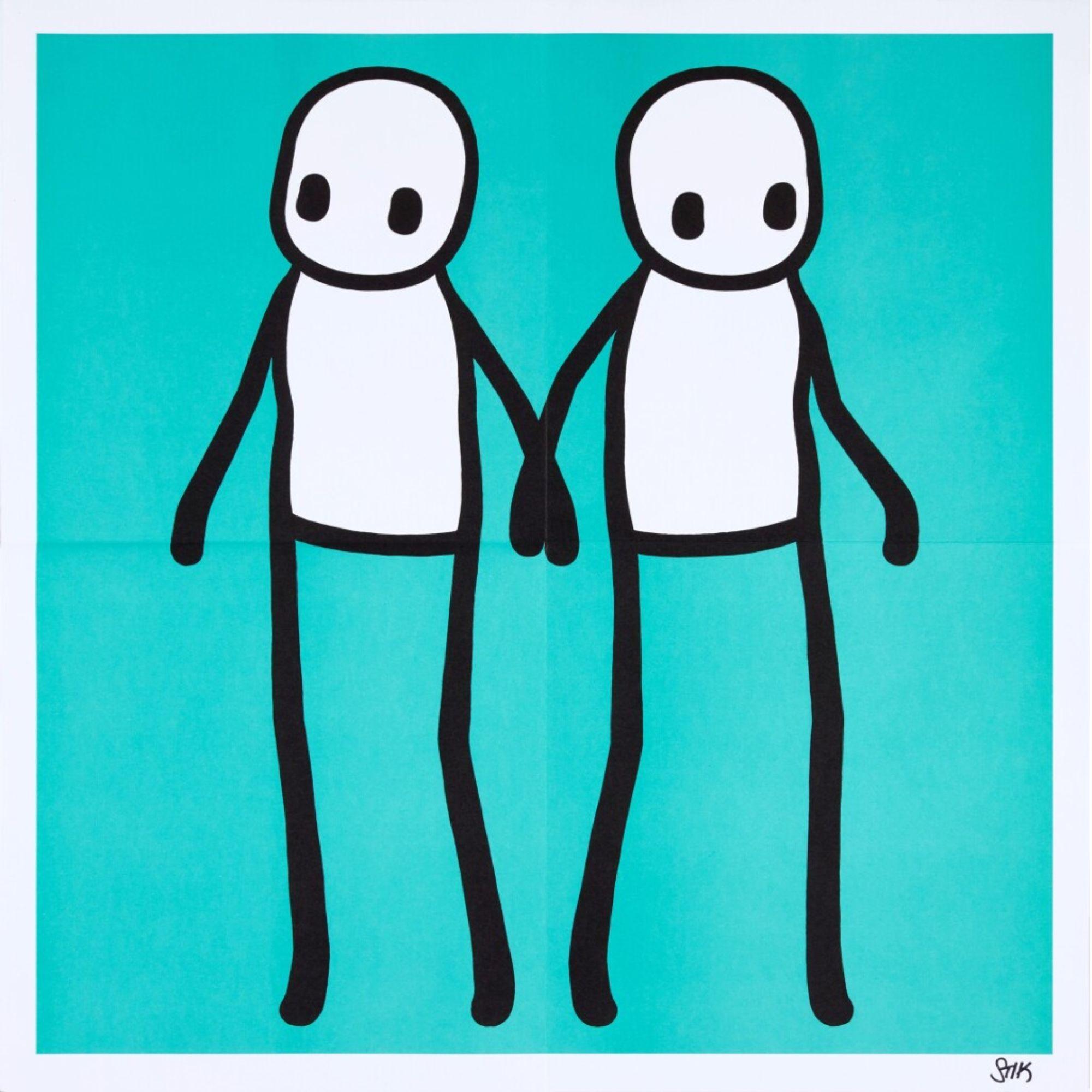 Holding Hands Teal (Signed) - Print by Stik