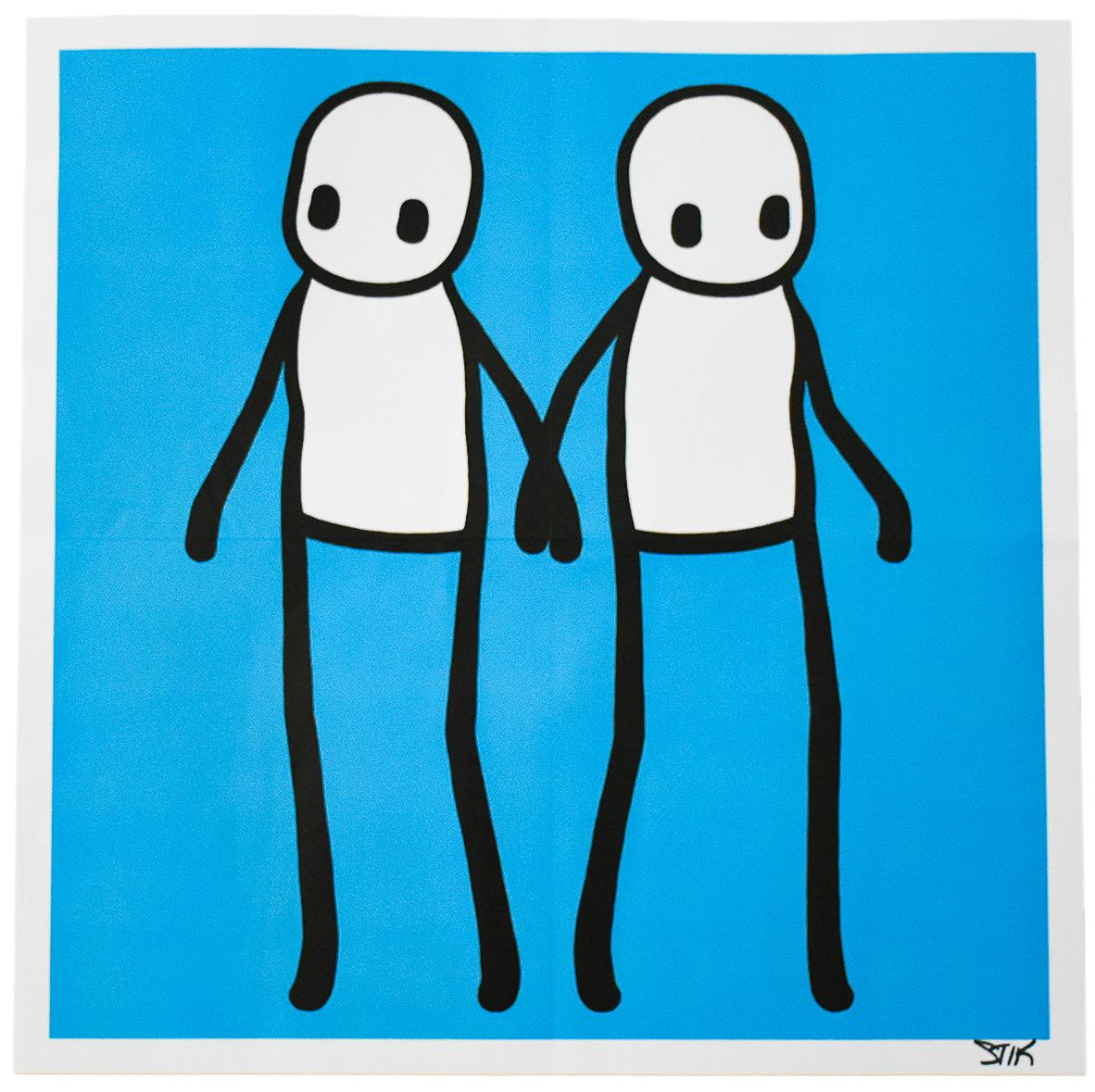 STIK Holding Hands (Signed Blue) - Print by Stik