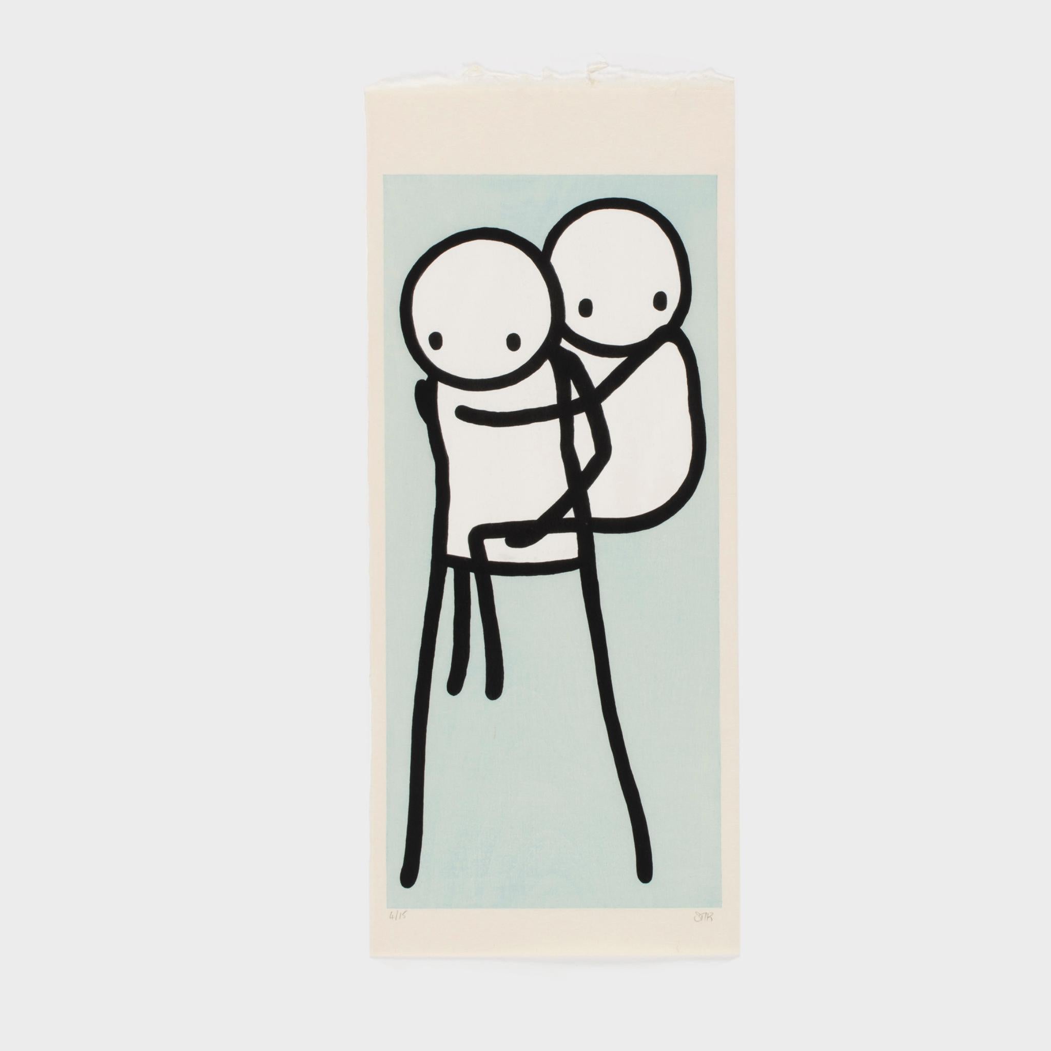 Stik, Onbu (Piggyback) (Bleu), 2013, gravure sur bois, édition limitée, Contemporary. 