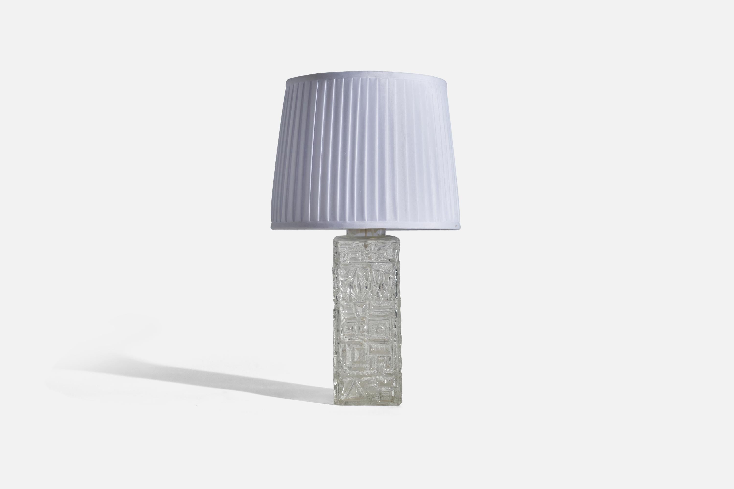 Mid-Century Modern Stilarmatur Tranås, Large Table Lamps, Glass, White Fabric, Sweden 1960s