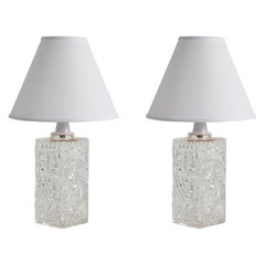 Stilarmatur Tranås, Paire de lampes de table, Verre, Suède 1960s