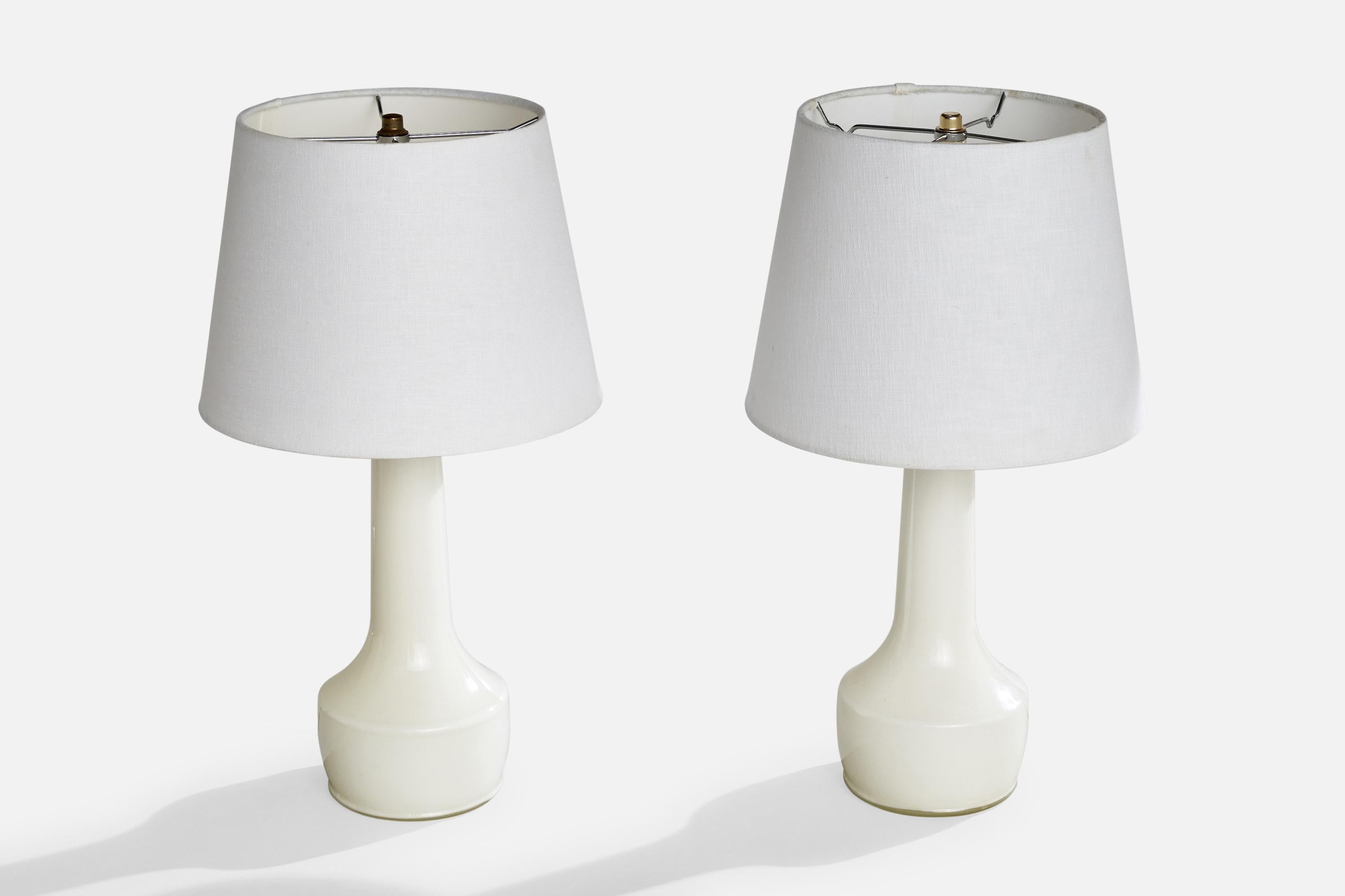 Swedish Stilarmatur Tranås, Table Lamps, Glass, Brass, Sweden, 1960s For Sale