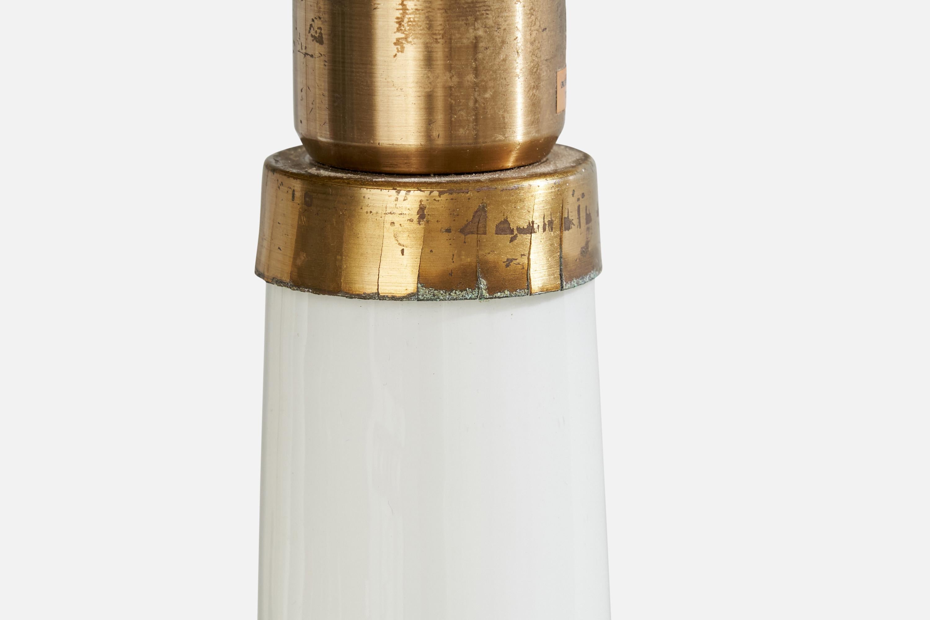 Stilarmatur Tranås, Table Lamps, Glass, Brass, Sweden, 1960s For Sale 3