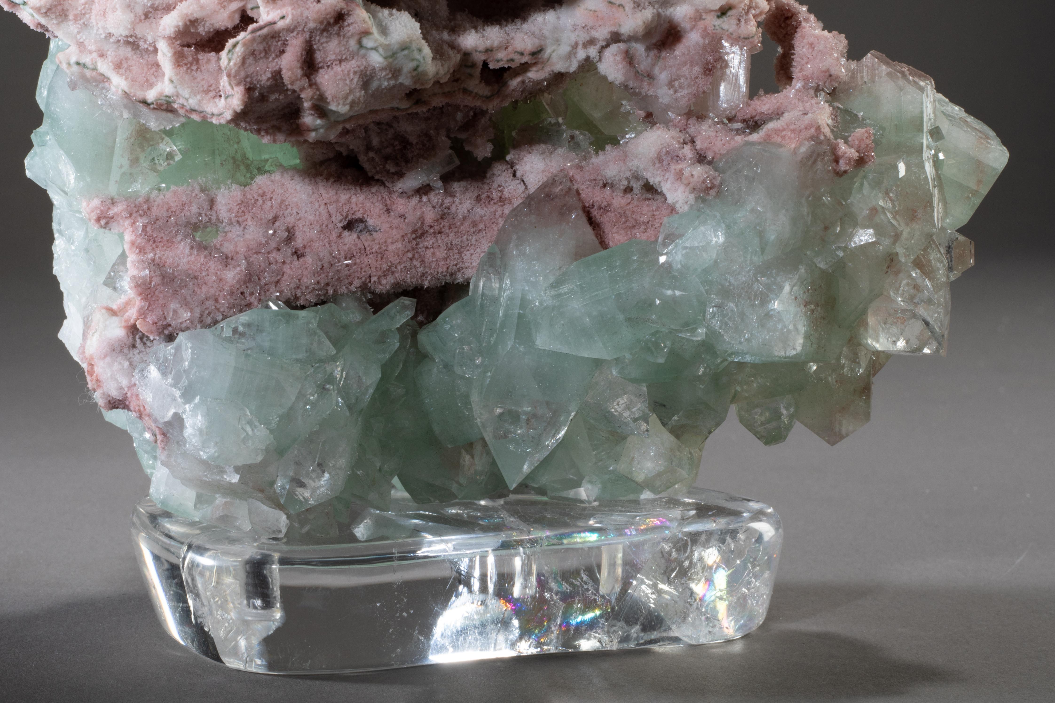 American Stilbite Calcite Apophyllite on Crystal Base
