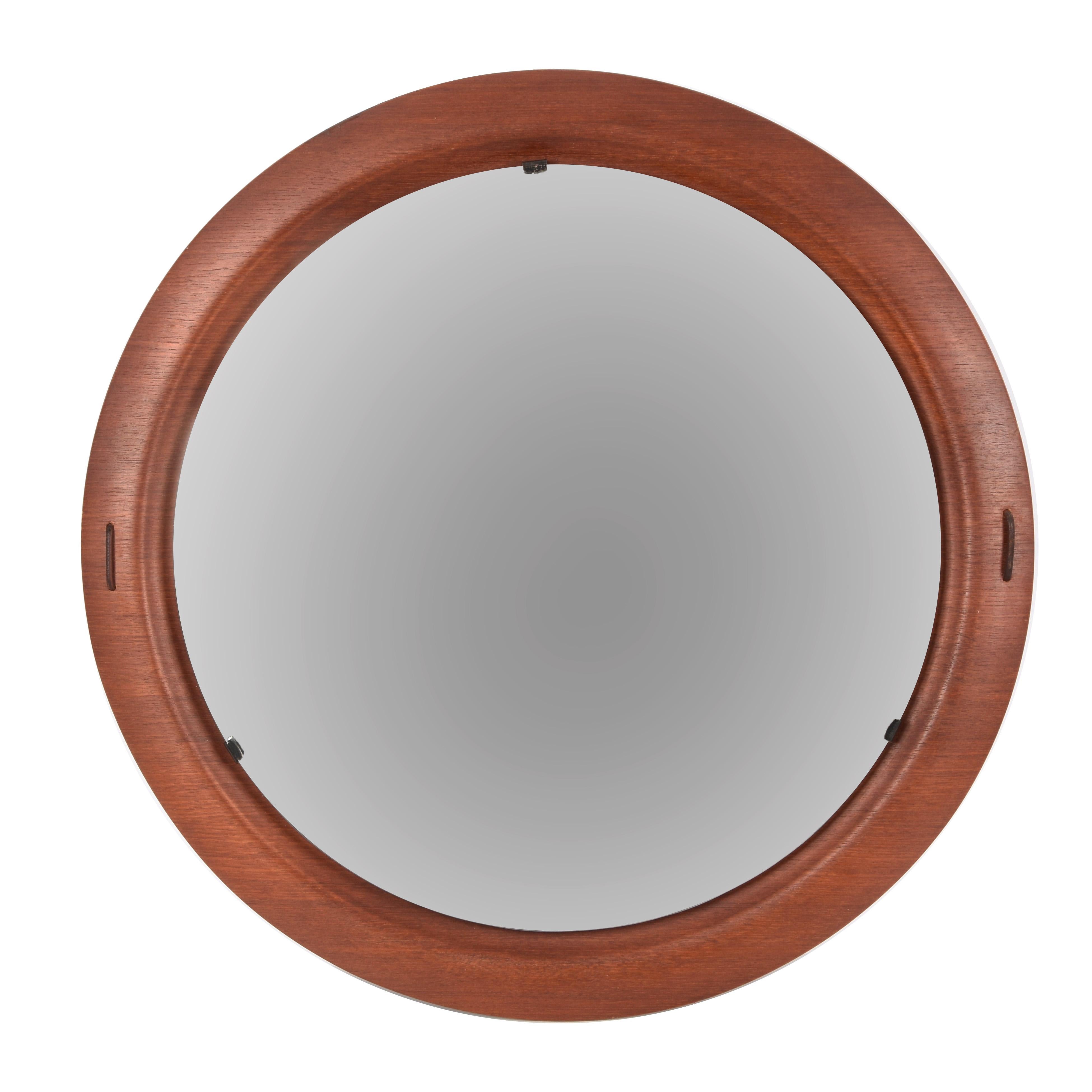 Wood Stilcasa Creazioni Midcentury Italian Mirror with Round Teak Frame, 1960s