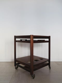 Stildomus Italian Midcentury Holz Lebensmittel Wagen Bar Cart 1950s