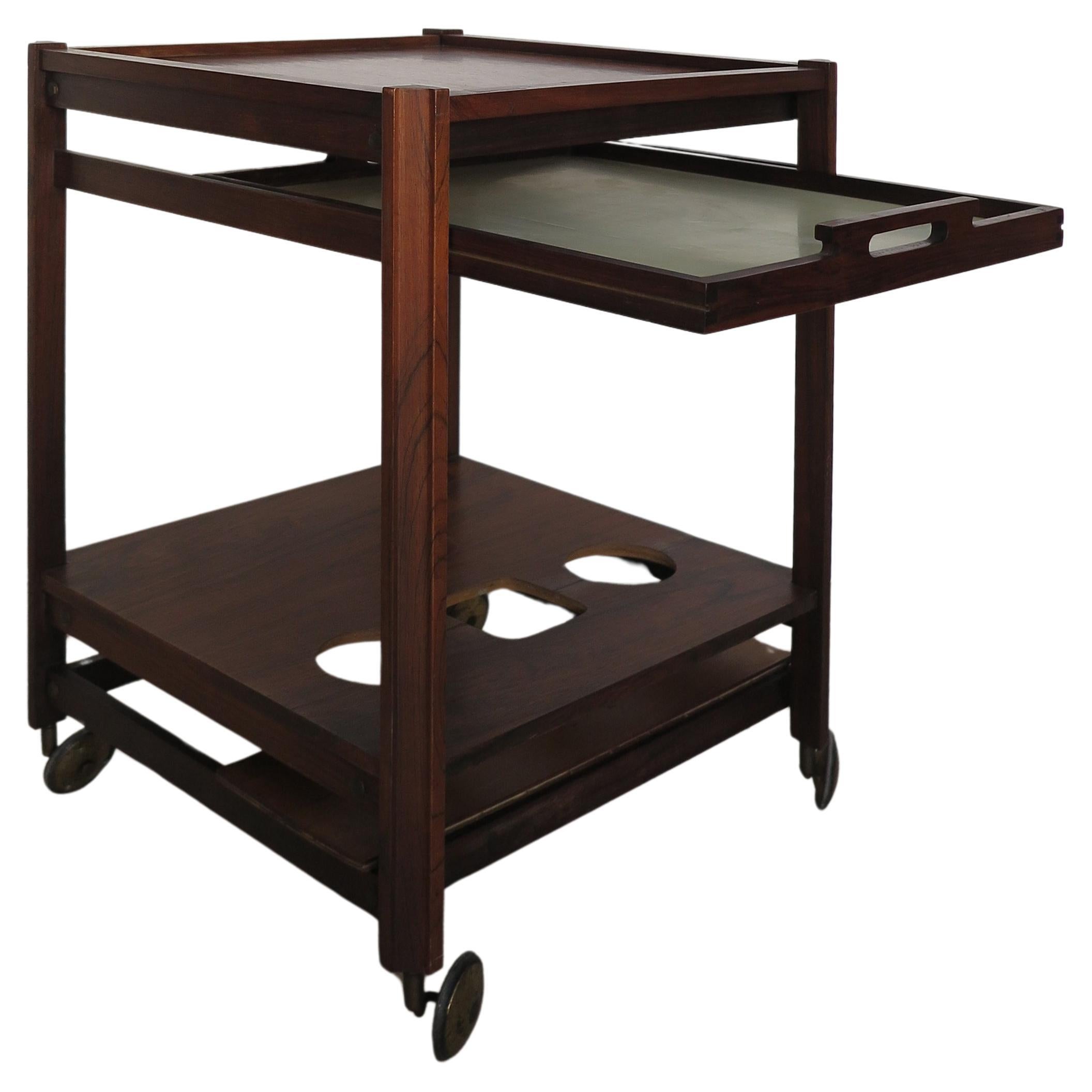 Stildomus Italian Midcentury Holz Lebensmittel Wagen Bar Cart 1950s