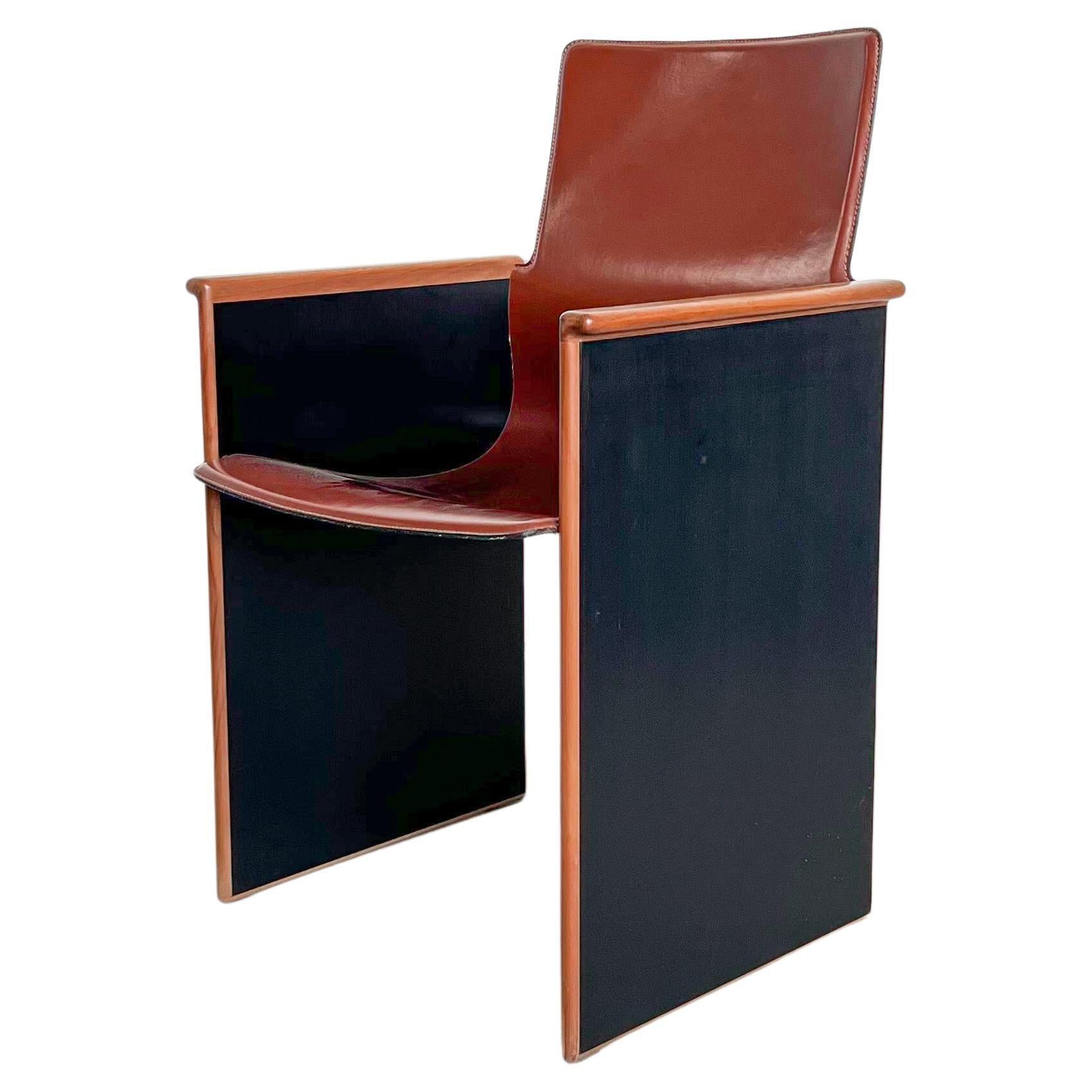 Stildomus "Torcello" dining chair in wood and leather, Afra and Tobia Scarpa For Sale