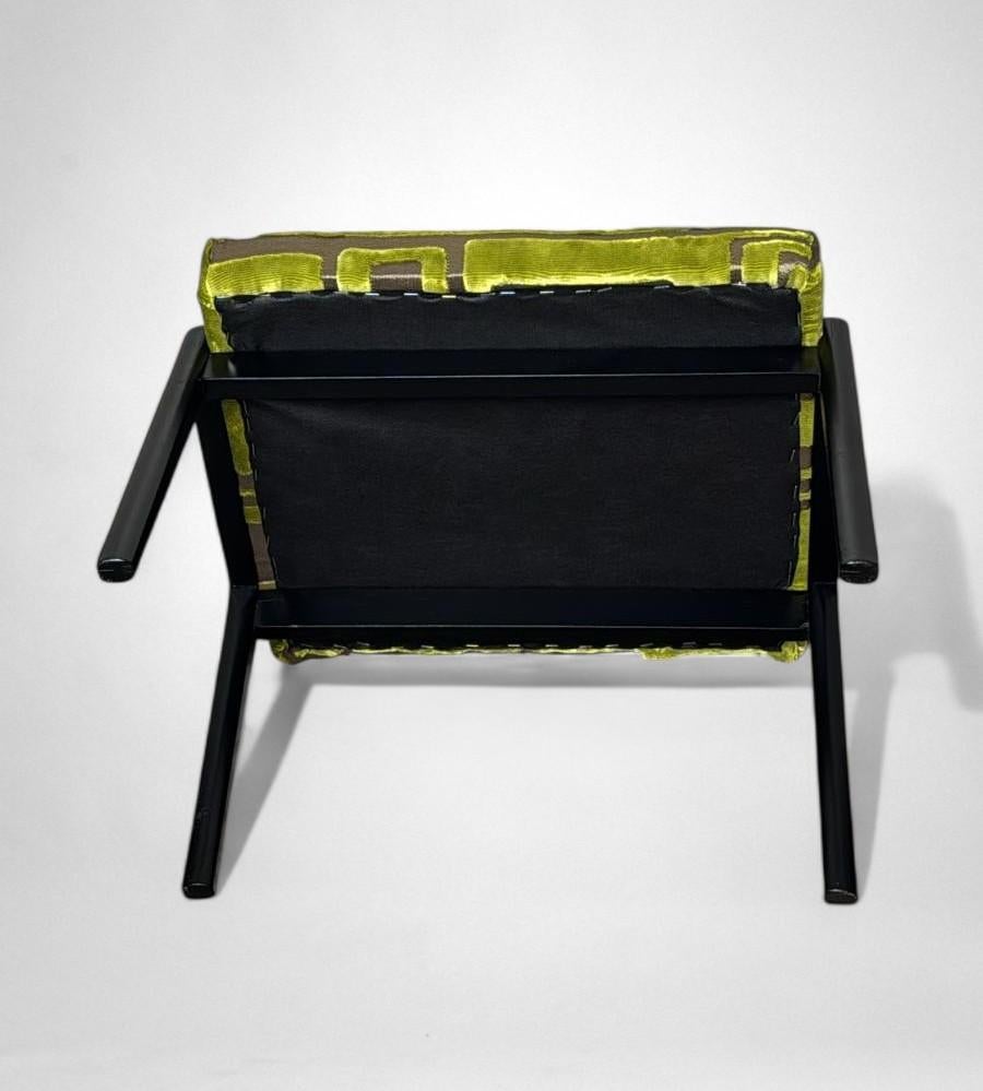 Stile Paolo Buffa Coppia Di Panchetti In Legno E Tessuto Design/One Verde in vendita 4