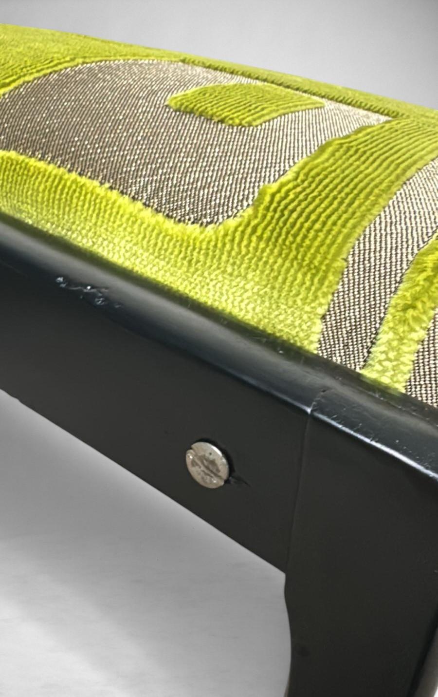 Stile Paolo Buffa Coppia Di Panchetti In Legno E Tessuto Design/One Verde in vendita 7