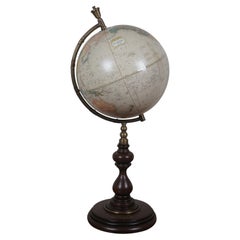Vintage Stiles Brothers George F Cram Co Classic Desktop Globe on Wood Stand 10"