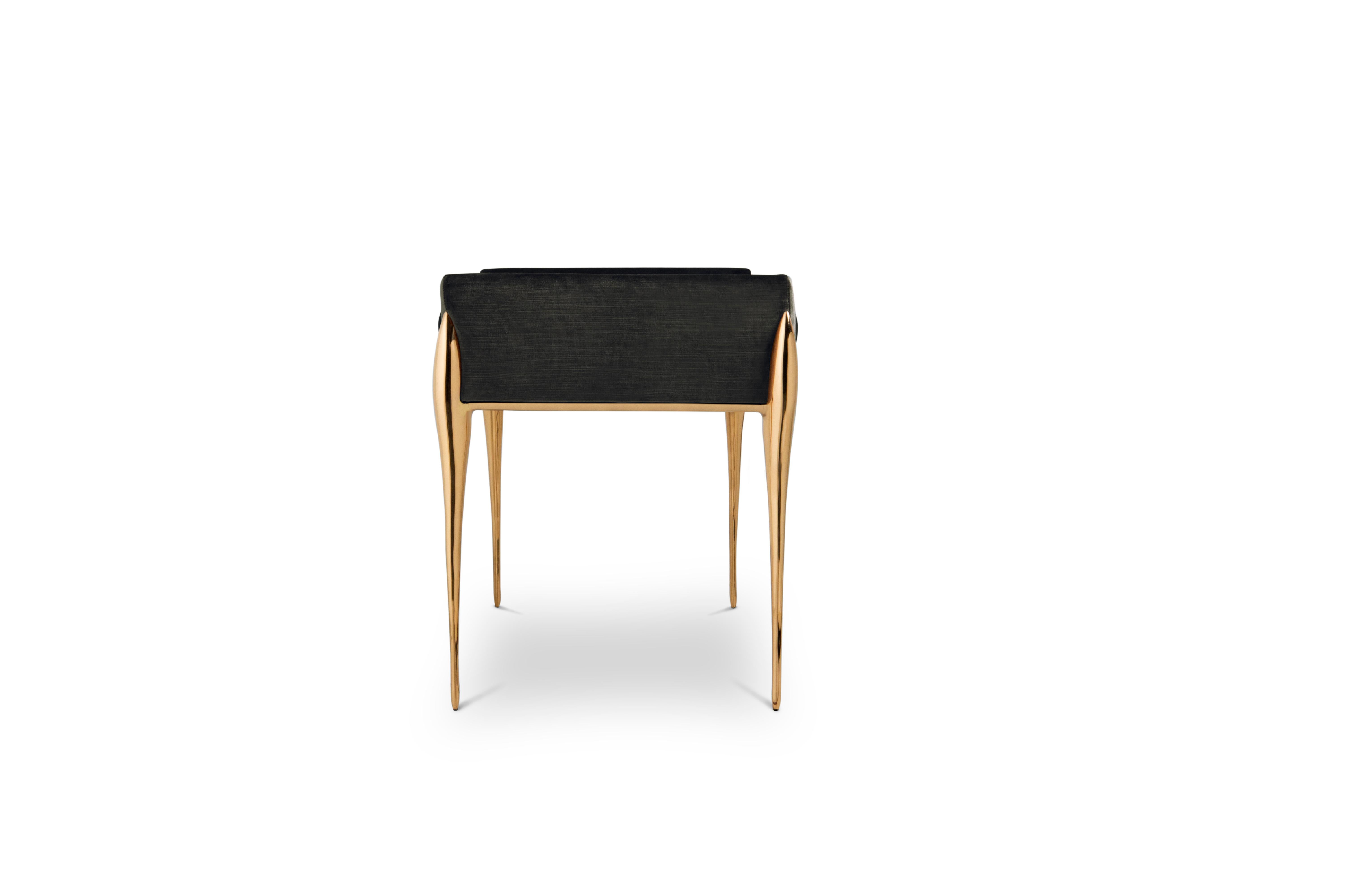 Modern Stiletto Bench with Polished Brass Structure by Maison Valentina For Sale