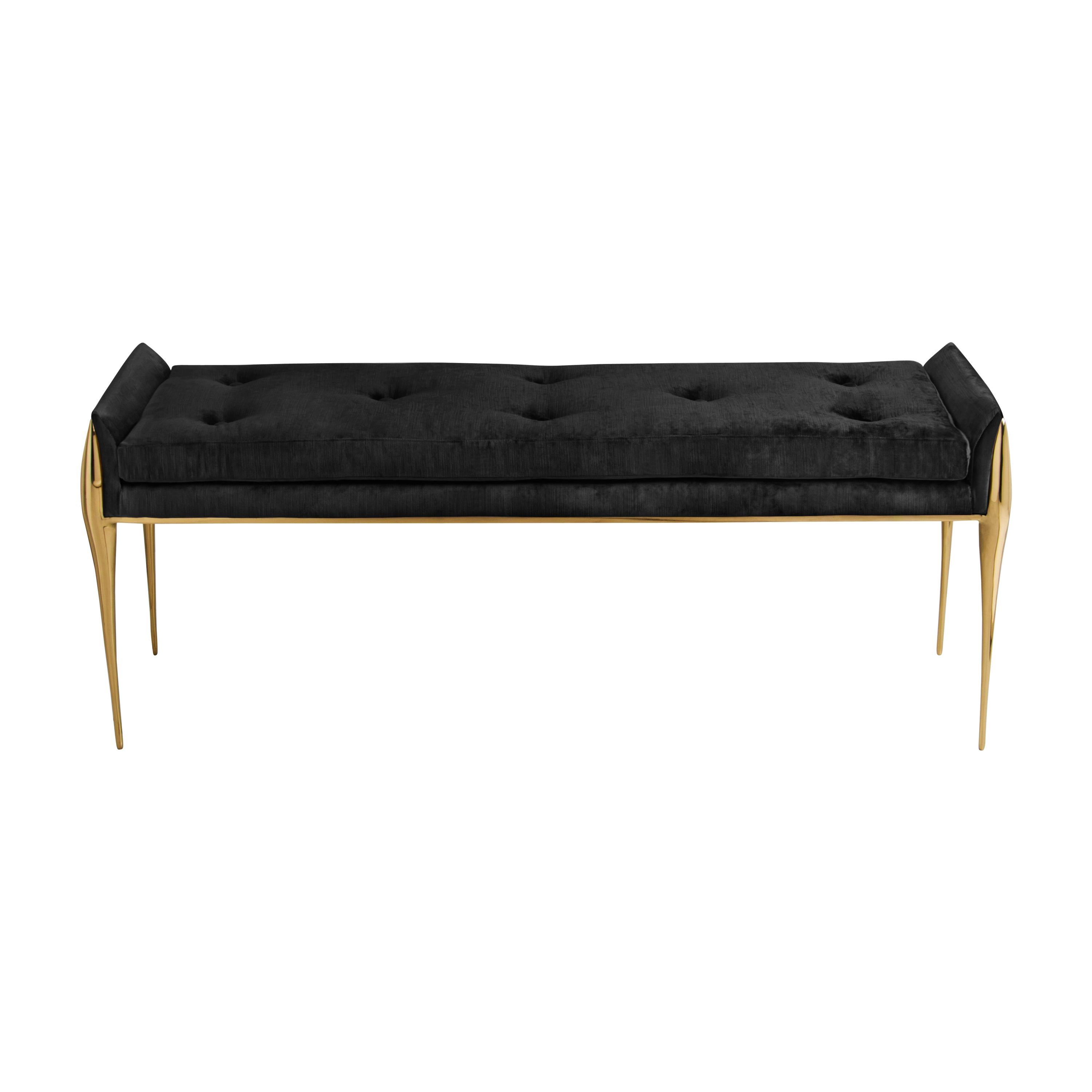 Stiletto Bench with Polished Brass Structure by Maison Valentina For Sale