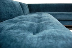 Stiletto Sectional ‘Loose Cushions’-Tufted, Metal Base, Wenge Veneer, Round Arms