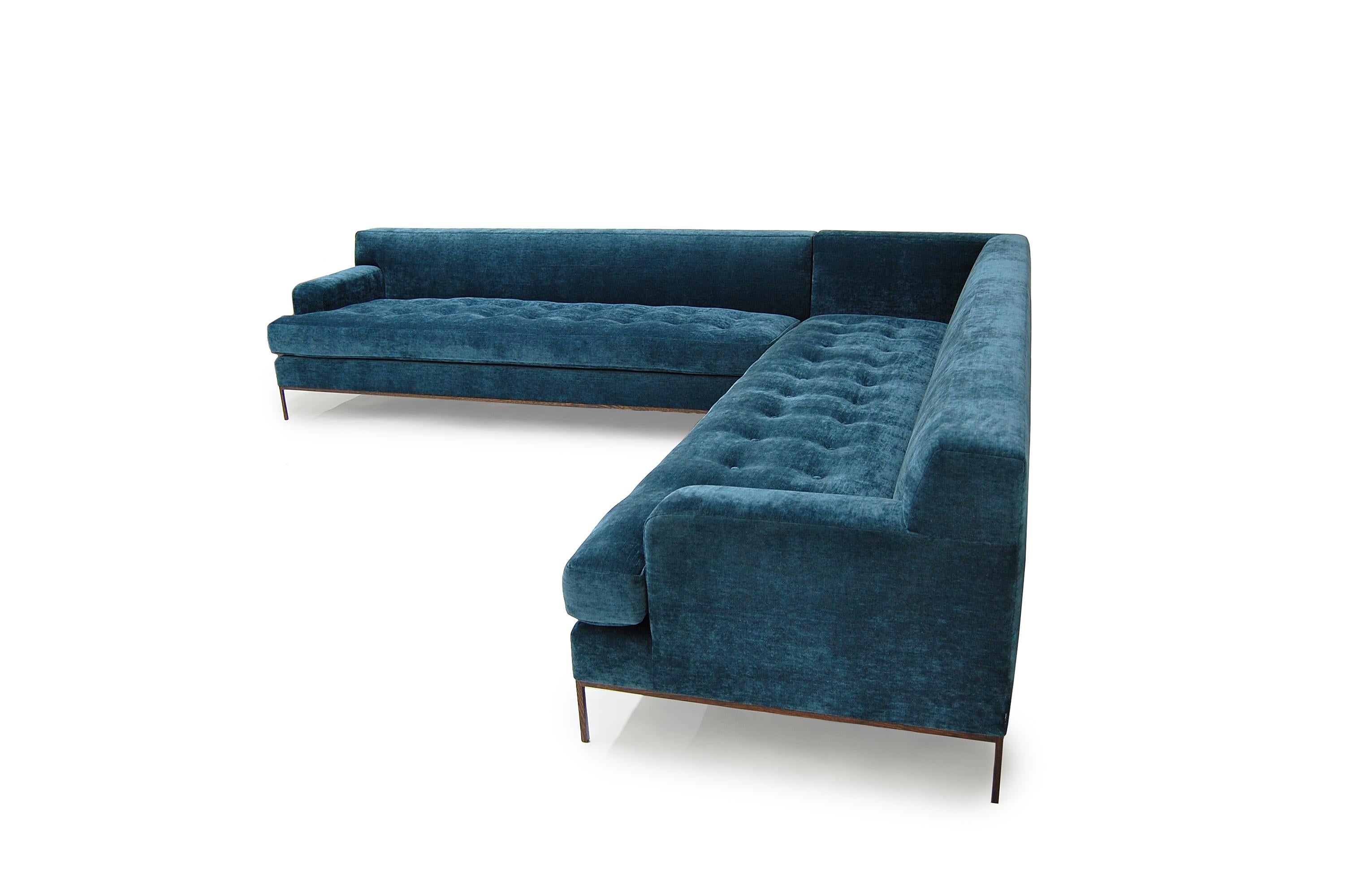 Other Stiletto Sectional ‘Loose Cushions’-Tufted, Metal Base, Wenge Veneer, Round Arms For Sale